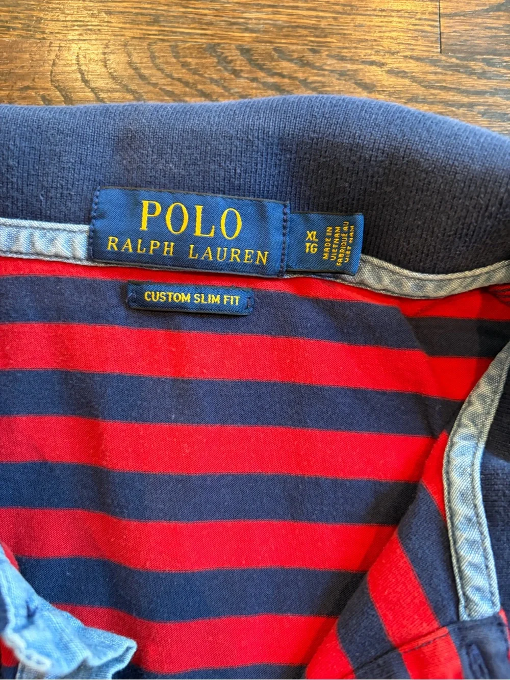 Polo by Ralph Lauren Navy & Red Striped Men's Polo